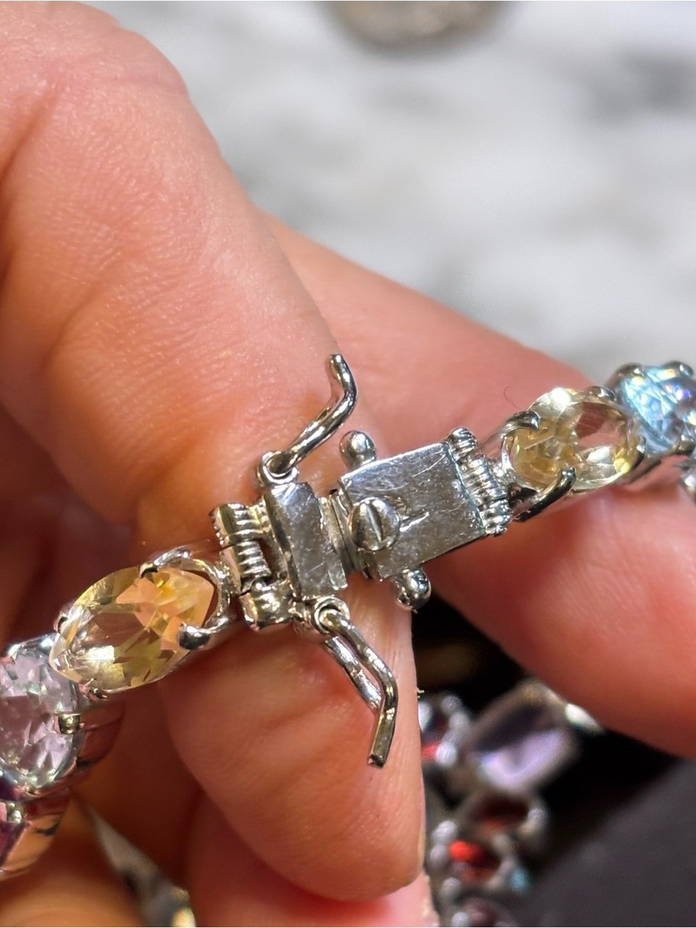 Sterling silver bracelet with various gemstones - Picture 9 of 12